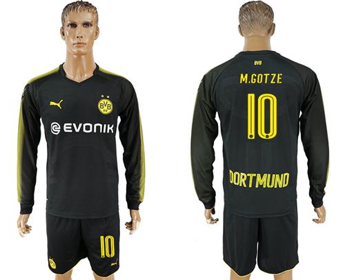 Dortmund #10 M.Gotze Away Long Sleeves Soccer Club Jersey - Click Image to Close
